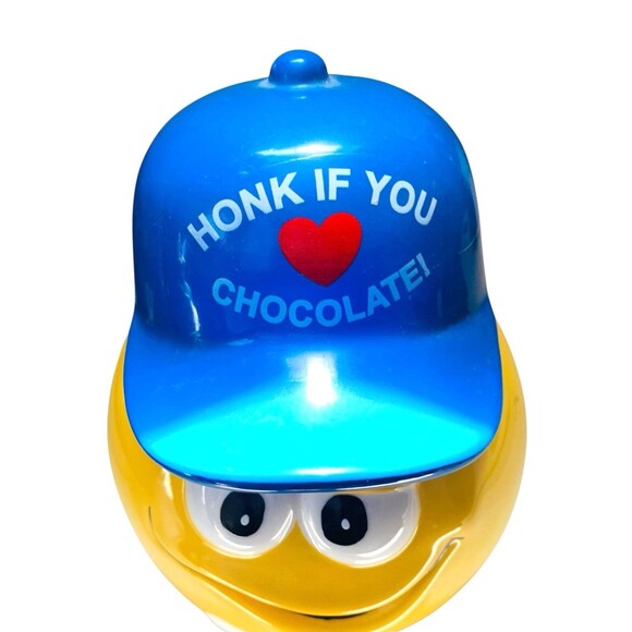 Vintage Yellow  M &M's "Honk If You Love Chocolate "  8 in. Candy or Cookie Jar - Picture 2 of 8